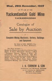 Document - IAN DYETT COLLECTION: AUCTION CATALOGUE - YACKANDANDAH GOLD MINE