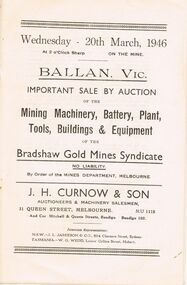 Document - IAN DYETT COLLECTION: AUCTION CATALOGUE - BRADSHAW GOLD MINES SYNDICATE