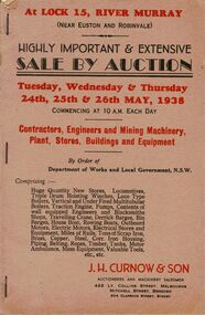 Document - IAN DYETT COLLECTION: AUCTION CATALOGUE - AT LOCK 15 - RIVER MURRAY