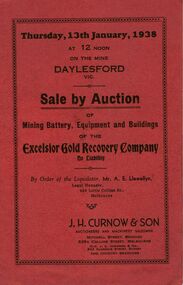 Document - IAN DYETT COLLECTION: AUCTION CATALOGUE - EXCELSIOR GOLD RECOVERY COMPANY