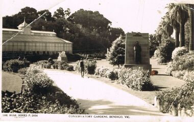 Photograph - B&W POSTCARD OF THE CONSERVATORY GARDENS BENDIGO