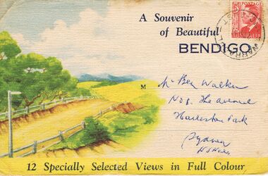 Postcard - A SOUVENIR OF BEAUTIFUL BENDIGO 12 SELECTED VIEWS IN FULL COLOUR