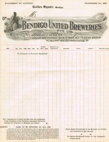 Document - KARL JACKSON COLLECTION: BENDIGO UNITED BREWERIES STATEMENT OF ACCOUNT