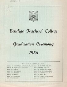 Document - LA TROBE UNIVERSITY BENDIGO COLLECTION: BENDIGO TEACHERS' COLLEGE GRADUATION CEREMONY 1956