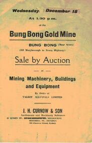 Document - IAN DYETT COLLECTION: AUCTION CATALOGUE - BUNG BONG GOLD MINE