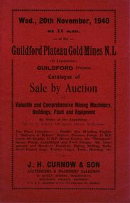 Document - IAN DYETT COLLECTION: AUCTION CATALOGUE - GUILFORD PLATEAU GOLD MINES