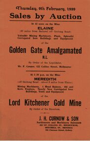 Document - IAN DYETT COLLECTION: AUCTION CATALOGUE - GOLDEN GATE AMALGAMATED