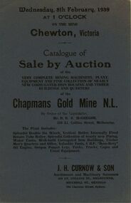 Document - IAN DYETT COLLECTION: AUCTION CATALOGUE - CHAPMAN'S GOLD MINE