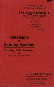 Document - IAN DYETT COLLECTION: AUCTION CATALOGUE - THE ARGYLE GOLD