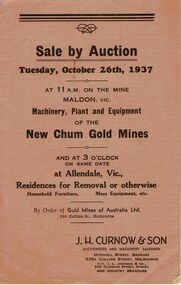 Document - IAN DYETT COLLECTION: AUCTION CATALOGUE - NEW CHUM GOLD MINES