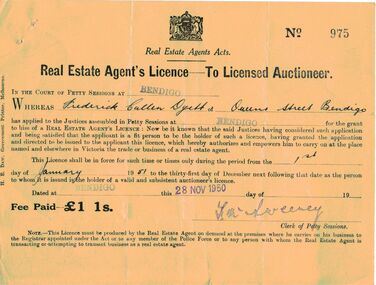 Document - IAN DYETT COLLECTION: REAL ESTATE AGENT'S LICENCE-TO LICENSED AUCTIONEER