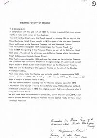 Document - BENDIGO HISTORY PERFORMING ARTS & THEATRE, 2000