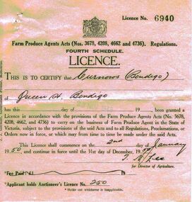 Document - IAN DYETT COLLECTION: FARM PRODUCE AGENTS ACTS LICENCE