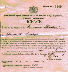 Document - IAN DYETT COLLECTION: FARM PRODUCE AGENTS ACTS LICENCE