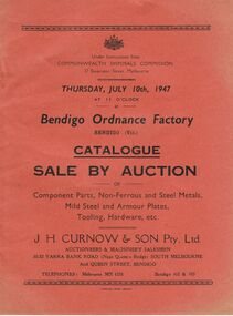 Document - IAN DYETT COLLECTION: AUCTION CATALOGUE - BENDIGO ORDNANCE FACTORY