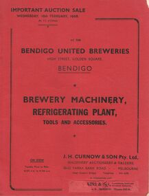 Document - IAN DYETT COLLECTION: AUCTION CATALOGUE - BENDIGO UNITED BREWERIES