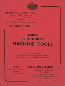 Document - IAN DYETT COLLECTION: AUCTION CATALOGUE - GERMAN REPARATIONS MACHINE TOOLS