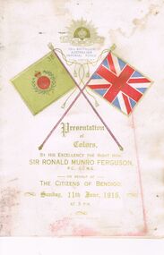 Book - AUSTRALIAN COMMONWEALTH MILITARY FORCES 38TH BATTALION AIF PRESENTATION OF COLOURS JUNE 11, 1916, 11th June, 1916