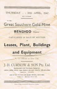 Document - IAN DYETT COLLECTION: AUCTION CATALOGUE - GREAT SOUTHERN GOLD MINE
