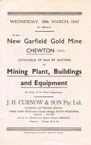 Document - IAN DYETT COLLECTION: AUCTION CATALOGUE - NEW GARFIELD GOLD MINE
