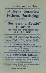 Document - IAN DYETT COLLECTION: AUCTION CATALOGUE - BURNEWANG ESTATE