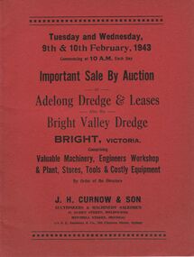 Document - IAN DYETT COLLECTION: AUCTION CATALOGUE - ADELONG DREDGE & LEASES AND BRIGHT VALLEY DREDGE