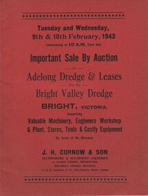 Document - IAN DYETT COLLECTION: AUCTION CATALOGUE - ADELONG DREDGE & LEASES AND BRIGHT VALLEY DREDGE