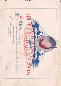 Document - BERT GRAHAM COLLECTION: LEARN TO SWIM CERTIFICATES