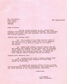 Document - BERT GRAHAM COLLECTION: BENDIGO EAST ASSOCIATION MINUTES, 2/8/1962-19/1/1966