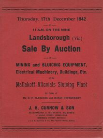 Document - IAN DYETT COLLECTION: AUCTION CATALOGUE - MALLAKOFF ALLUVIALS SLUICING PLANT