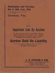 Document - IAN DYETT COLLECTION: AUCTION CATALOGUE - GORDON GOLD NO LIABILITY