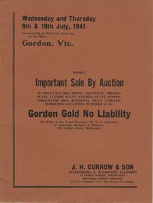 Document - IAN DYETT COLLECTION: AUCTION CATALOGUE - GORDON GOLD NO LIABILITY
