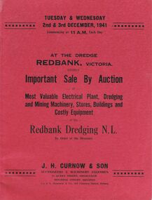 Document - IAN DYETT COLLECTION: AUCTION CATALOGUE - REDBANK DREDGING N.L