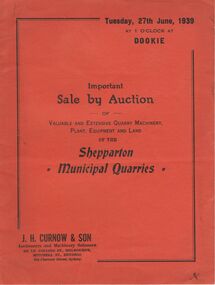 Document - IAN DYETT COLLECTION: AUCTION CATALOGUE - SHEPPARTON MUNICIPAL QUARRIES