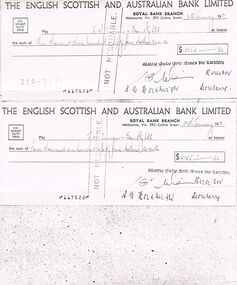 Document - IAN DYETT COLLECTION: COPY OF TWO CHEQUES