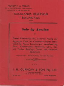 Document - IAN DYETT COLLECTION: AUCTION CATALOGUE - ROCKLANDS RESERVOIR