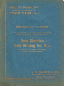 Document - IAN DYETT COLLECTION: AUCTION CATALOGUE - NEW GLENFINE GOLD MINING CO