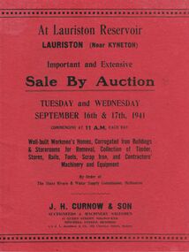 Document - IAN DYETT COLLECTION: AUCTION CATALOGUE - LAURISTON RESERVOIR