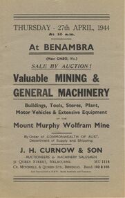 Document - IAN DYETT COLLECTION: AUCTION CATALOGUE - MOUNT MURPHY WOLFRAM MINE