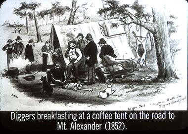 Slide - DIGGERS & MINING. STORES AT THE DIGGINGS, c1852