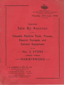 Document - IAN DYETT COLLECTION: AUCTION CATALOGUE - COMMONWEALTH DISPOSALS COMMISSION
