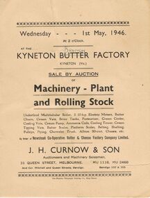 Document - IAN DYETT COLLECTION: KYNETON BRANCH FACTORY AUCTION CATALOGUE