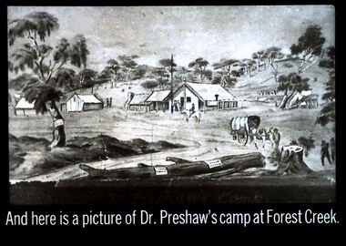 Slide - DIGGERS & MINING. STORES AT THE DIGGINGS, c1852