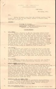 Document - IAN DYETT COLLECTION: AGENDA OF COUNCIL MEETING