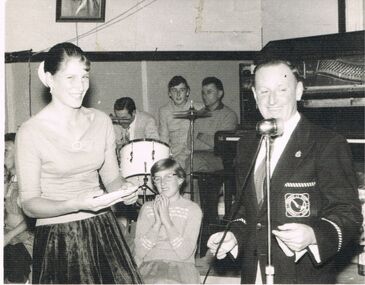 Photograph - BERT GRAHAM COLLECTION: ALWYN NELSON GIVING TROPHIES, 57-58