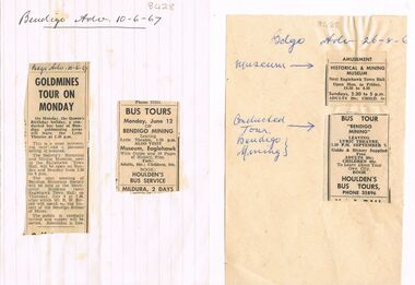 Newspaper - BENDIGO HISTORICAL SOCIETY TOURS AND MUSEUM, 16th June 1967
