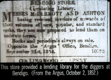 Slide - DIGGERS & MINING. STORES AT THE DIGGINGS, 2 October, 1852