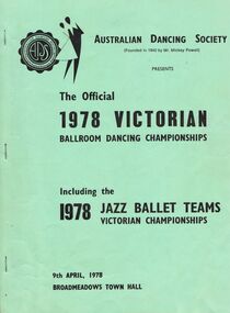 Document - PETER ELLIS COLLECTION: VICTORIAN BALLROOM DANCING CHAMPIONSHIPS 1978, 9th April, 1978