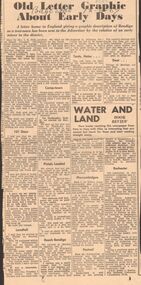 Newspaper - LETTER ABOUT EARLY DAYS ON BENDIGO