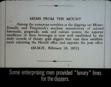 Slide - DIGGERS & MINING. STORES AT THE DIGGINGS, c1852